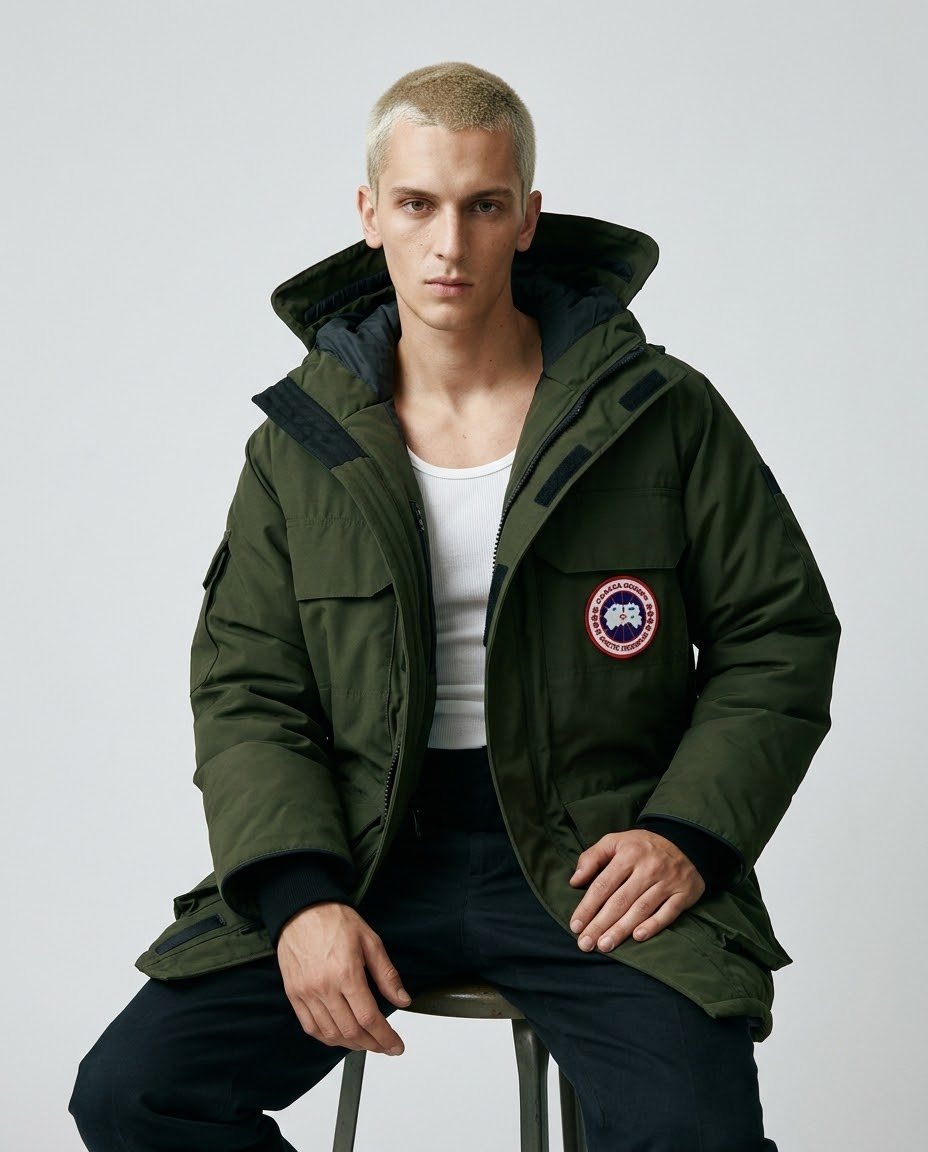 Canada Goose concept campaign: studio portrait in an olive Expedition parka