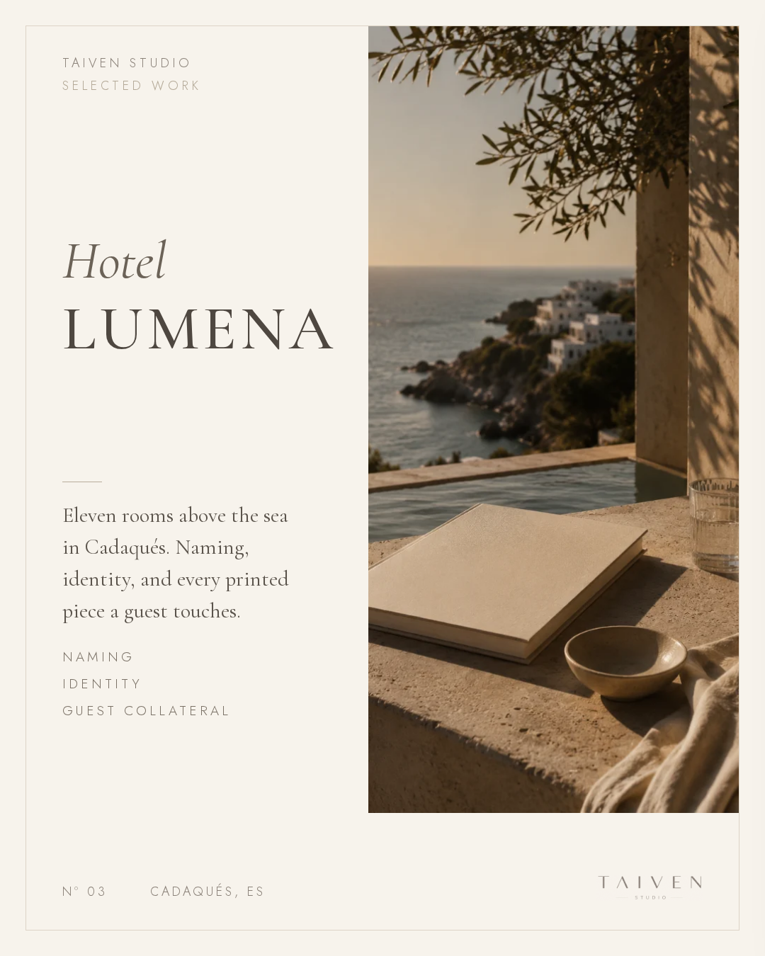 Hotel Lumena — hospitality concept board