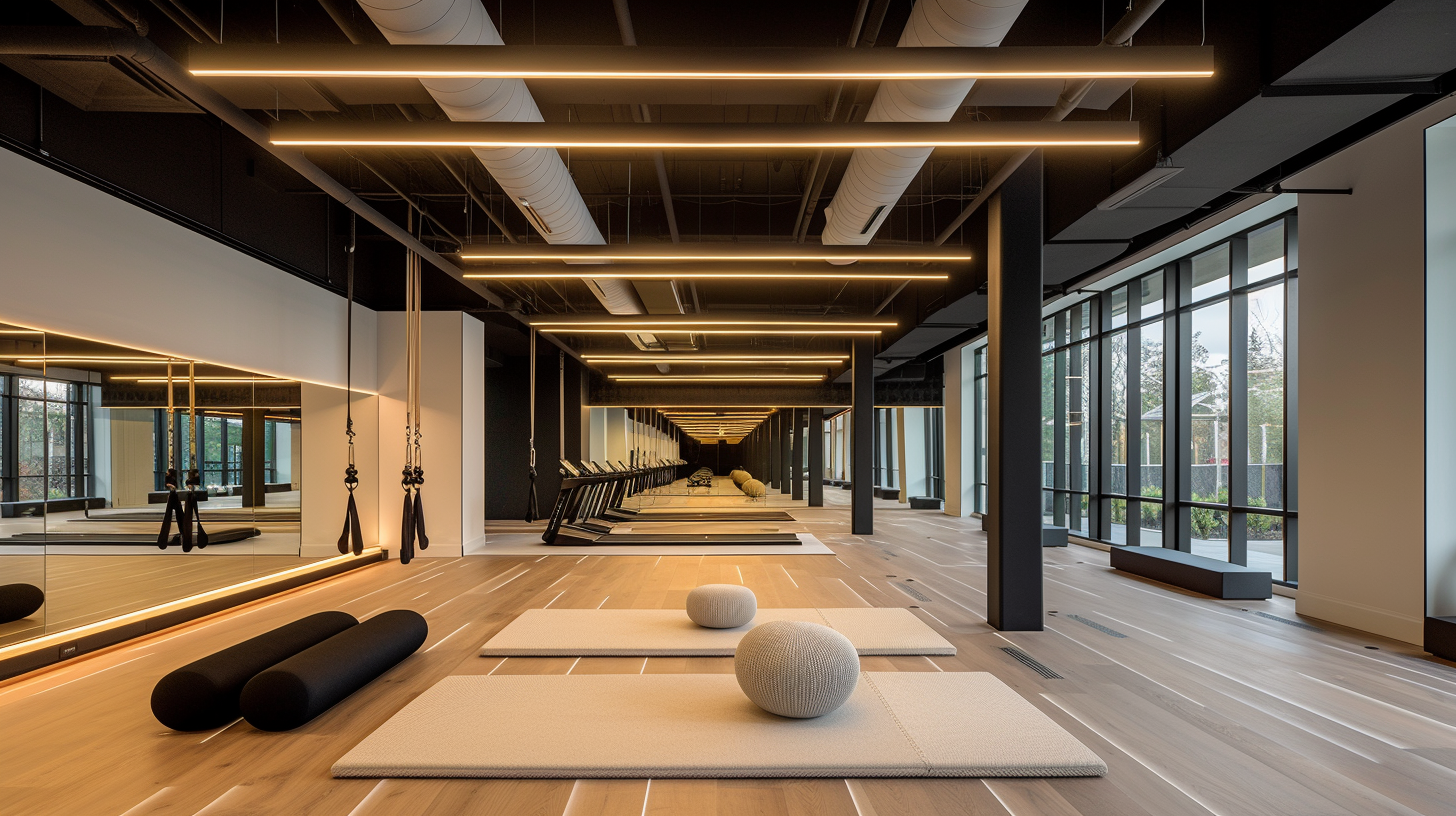 Warm, minimal training studio designed for the Forma brand